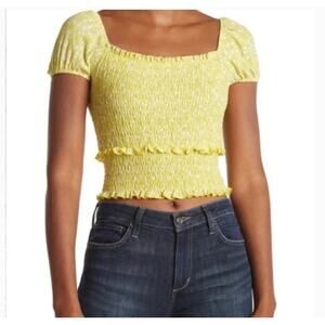 NWT Lush Printed Smocked Tiered Crop Top size L